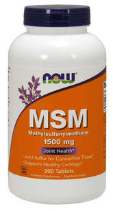 MSM Methylsulfonylmethane 1500 MG 200 Tablets NOW FOODS